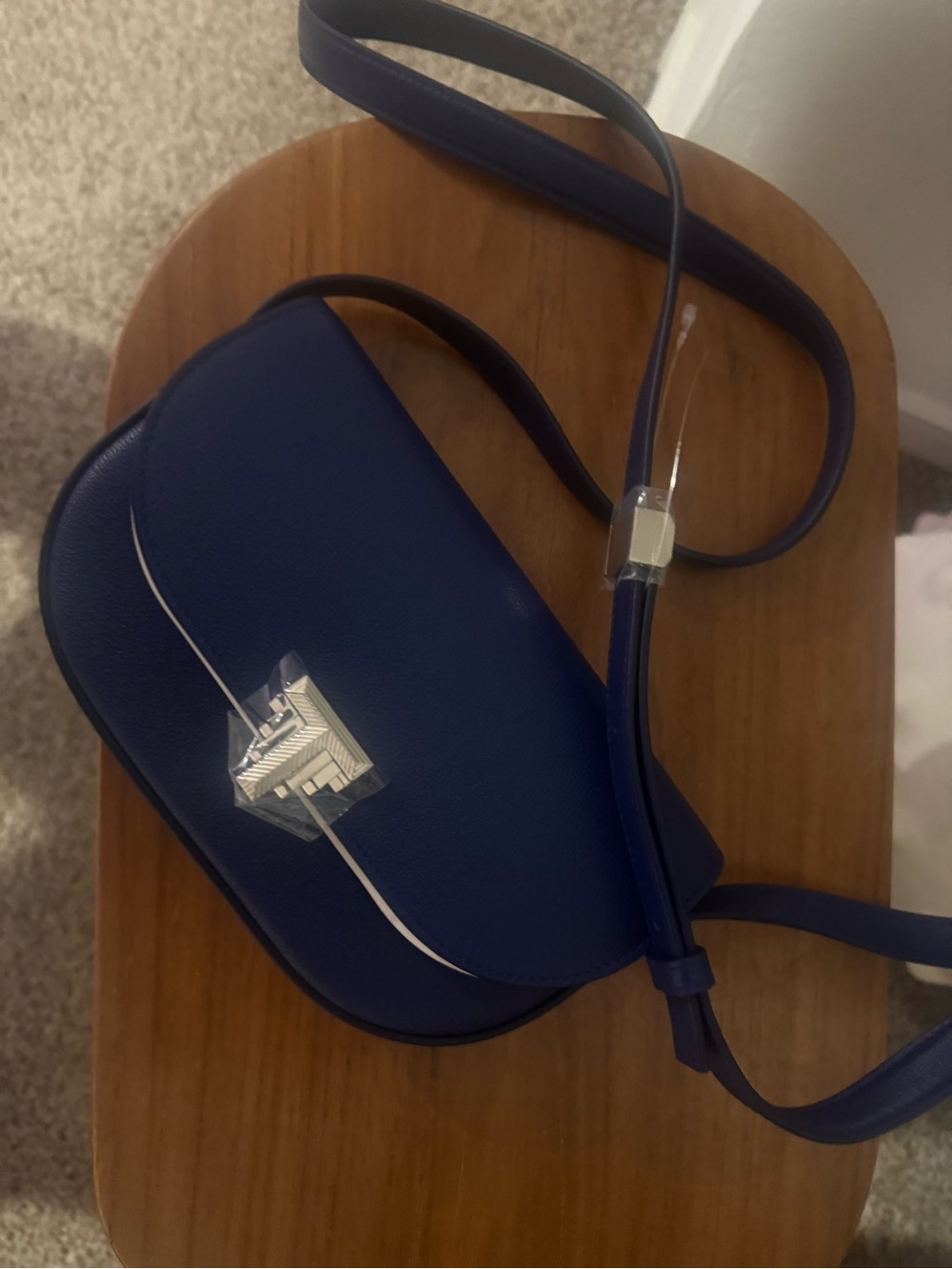 Tiffany & Co. Deep Blue Leather Crossbody with Silver Hardware